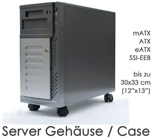 GAMER ODER SERVER E-ATX GEHÄUSE AUF ROLLEN 500W NT MAINBOARD BIS 30x33cm 12x13” - Bild 1 von 8