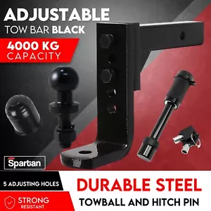 Adjustable Height Tow Hitch Ball Towbar Drop Mount Tongue Trailer Tow Bar 4000KG - Picture 1 of 11