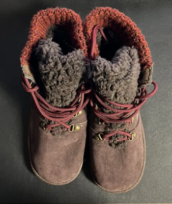 MUKLUKS women's lace up round harmony ankle boots size 10 brown faux suede. - Image 1 of 4