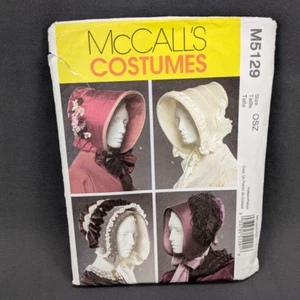 McCalls Sewing Pattern M5129 Dickens Victorian Bonnet Hat Historical Uncut - Picture 1 of 5