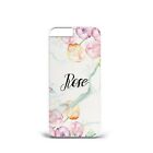 Personalised Name Initials Marble Flowers Watercolor H38 Hard Phone Case Cover