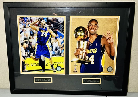 Kobe Bryant 4-Time NBA Champion Custom Finals NBA 2-Photo Display Framed Plaque Cover