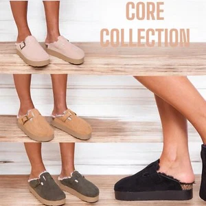 Damen Plateau Slipper warm Kunstfell gefüttert Hausschuhe Damen In & Out Door Schuhe - Bild 1 von 26
