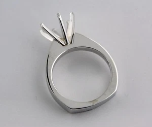 Montaje de anillo solitario de 2,5 quilates de oro blanco macizo de 14 k parte inferior de escudero caña euro - Imagen 1 de 12