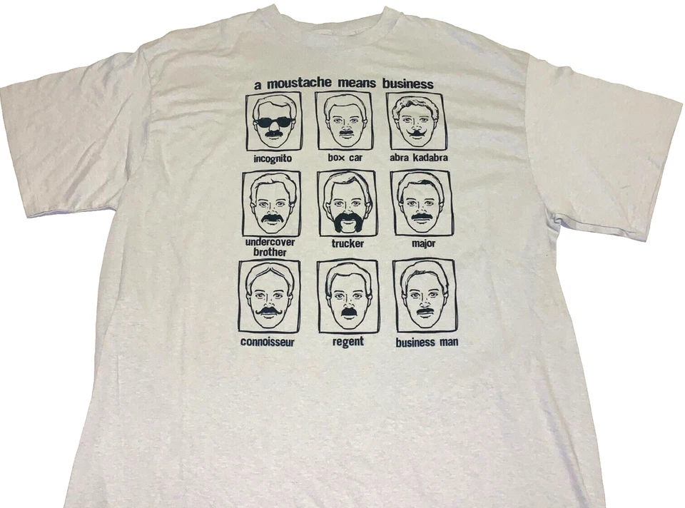 ¡Raro! Camiseta vintage de los años 2010 Meanings of a Moustache Means Business ¡Nueva! XL Foto 1 de 1