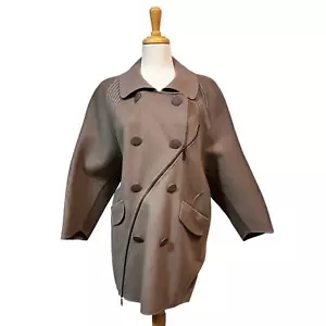 Nina Ricci Jacket Sz 38 Small Brown Gray Wool Cashmere Silk Minimalist Luxury - Picture 1 of 15