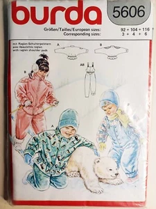 Rare UNCUT Burda 5606 Winter Ski Jacket Snow Suit Romper Salopettes Age 3 4 5 6 - Picture 1 of 3