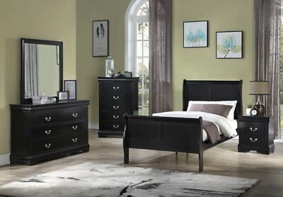 Transitional Louis Phillipe Twin Youth Size 4Pc Panel Bed Set Bedroom Furniture - Image 1 of 4