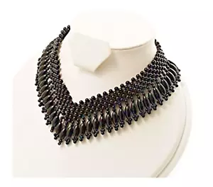 Collana Regalo Gotico Perline Acriliche Elastiche Stretch Stile Vintage - Foto 1 di 2