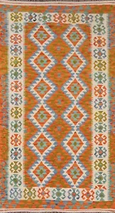 Geometric Kilim Flat Weave Southwestern Rug Runner 3'x7' Hallway Reversible Rug - Picture 1 of 10
