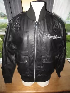 Authentische Coogi Australia Herren schwarz Kunstleder Bomber Fliegerjacke Mantel M - Bild 1 von 11