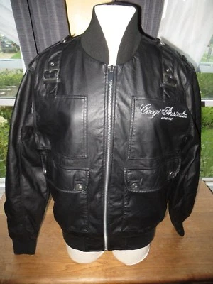 Authentic Coogi Australia Men's Black Faux Leather Bomber Flight Jacket Coat M  - Image 1 of 4
