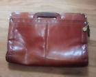 Vintage BOND STREET Ltd. Cognac Brown Leather Brass Zip Top Briefcase Attache