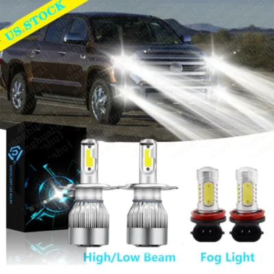 Combo faros LED haz alto/bajo antiniebla 4X bombillas para Toyota Tundra 2014-2019 Foto 1 de 4