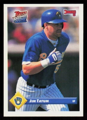 1993 Donruss Jim Tatum #341  Baseball Rookie Milwaukee Brewers  RR, RC - Image 1 of 2