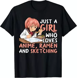 Just A Girl Who Loves Anime Ramen And Sketching Japan Anime T-Shirt Hoodie - Picture 1 of 17