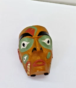 Tribal African Vintage Figurine Mask Ebony Wood Head Sculpture statue 3"x2" Art - Picture 1 of 6