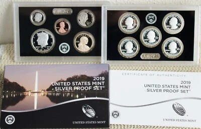 2019 S ANNUAL 10 Coin Silver Proof Set US Mint Original Box and COA NO W Penny - Image 1 of 4