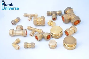 Accesorios de compresión de latón recto, codo, camiseta, tapón 6mm - 22mm (inc aceitunas) - Imagen 1 de 1