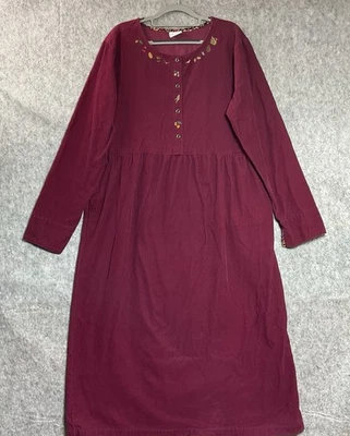 Vintage Dress Women 2XL XXL Burgundy Embroidered Autumn Pockets Maxi Prairie - Image 1 of 4