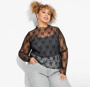 Wild Fable | Camisa de malla floral azul oscuro nueva con etiquetas talla XS S M L XL - Imagen 1 de 5