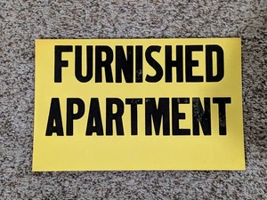 ANTIK Vintage 40er Jahre Pappschild MÖBLIERTE WOHNUNG zu vermieten Art Deco Retro - Bild 1 von 6
