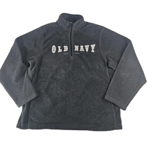 Maglione Vintage Old Navy Spell Out Pile 1/4 Zip Uomo XL Grigio Tasche Collo Alto - Foto 1 di 10