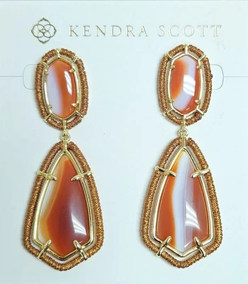 Pendientes colgantes Kendra Scott W1159 chapados en oro naranja roscado camry llamativo Foto 1 de 4