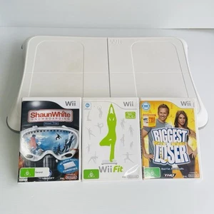 Nintendo Wii Balance Board + 3 Games Wii Fit Biggest Loser Snowboarding Tested - Picture 1 of 24