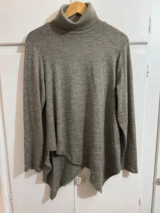 DG2 by Diane Gilman asymmetrischer Rollkragenpullover Haifischbisssaum Large braun - Bild 1 von 13