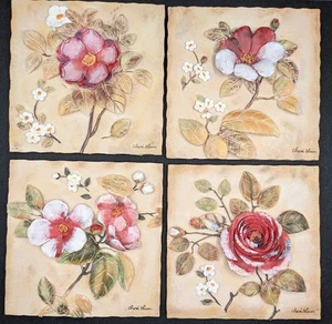 Floral Wandbilder 3D Plaketten von Cheri Blum 4er Set - Bild 1 von 17