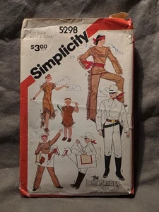 Simplicity Cut Pattern #5298 VTG 1980s Costume Kids Lone Ranger Size 6 - 8 - Picture 1 of 3