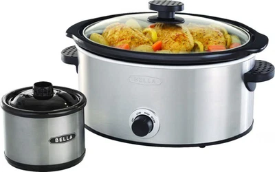Bella - 5-qt. Slow Cooker with Dipper - Stainless Steel - Image 1 of 4