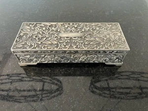 Vintage Godinger Silver-Tone Ornate Floral Pattern Jewelry Box - Picture 1 of 5