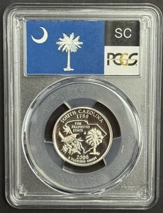 2000-S South Carolina 90% SILVER Quarter ~PCGS PR69DCAM State Flag Label - Picture 1 of 2