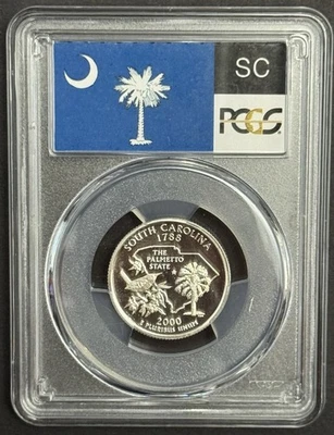 2000-S South Carolina 90% SILVER Quarter ~PCGS PR69DCAM State Flag Label - Image 1 of 2