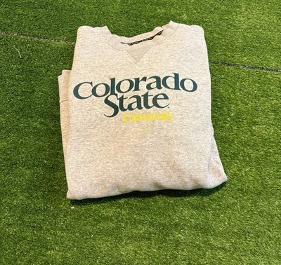 Sudadera De Colección Colorado State Rams Para Hombre Grande Gris Verde Y2K Cuello Redondo RK Foto 1 de 4