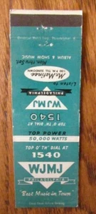 MEDIA RADIO STATION MATCHBOOK COVER: WJMJ (PHILADELPHIA, PENNSYLVANIA) -K14 - Bild 1 von 1