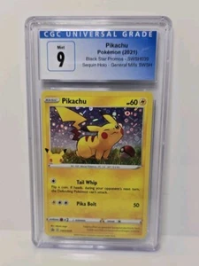 Pikachu Sequin Holo 2021 Pokemon Black Star Promos SWSH039 General Mills CGC 9 - Picture 1 of 4
