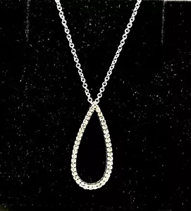 Nuovissimo ciondolo a goccia in oro bianco 14 kt con catena DIAMANTE originale - Foto 1 di 3