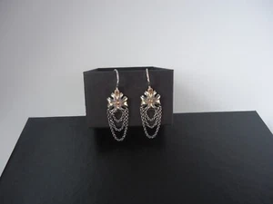 RLM for Elizabeth & James Sterling 925 & 14k Y Gold Diamond Cross Chain Earrings - Picture 1 of 7