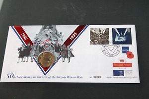 GB 1995 50th ANN END OF WWII  NUMISMATIC COVER WITH £2 ENCAPs (SG RMC5)