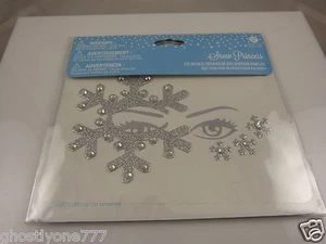 Gesicht Tattoos Körperkunst Haut Halloween Schneeprinzessin Silber Bling Glitzer - Bild 1 von 3