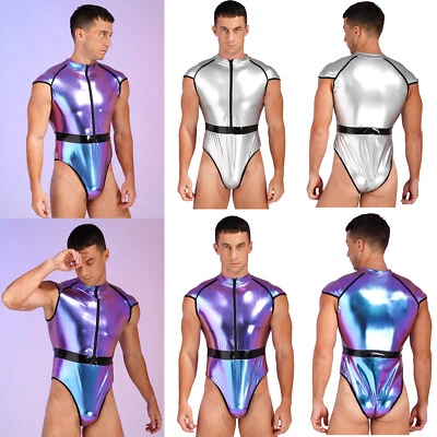 Fantasia masculina astronauta Halloween bodysuit clubwear collant uniforme de festa adulto - Imagem 1 de 3