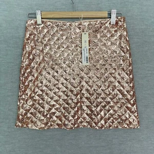 She + Sky Gold Sequin Skirt Size Small Mini New NWT Rose Party Going Out Short - Picture 1 of 5
