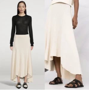 JIL SANDER - $ 1.620 DICKER GERIPPTER "DRAPIERTER" ASYMMETRISCHER MIDIROCK (NEU OHNE ETIKETT!!) 38 - Bild 1 von 20