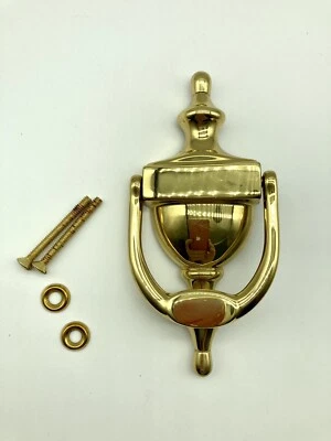 Llamador de puerta Ives Schlage latón liso brillante NUEVO caja abierta con herrajes #165708 Foto 1 de 4