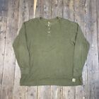 Carhartt Henley T-Shirt Mens Y2K Long Sleeve Pocket Workwear Tee, Green, XL