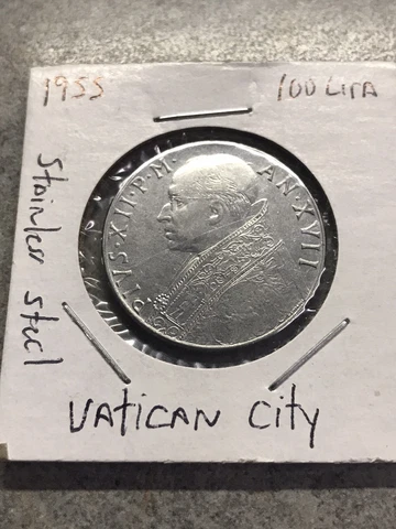 1955 VATICAN CITY 100   LIRA   POPE PIUS XII CH AU BU Cover