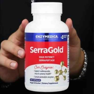 Enzymedica, SerraGold, High Potency Serrapeptase, 120 Capsules - Picture 1 of 2